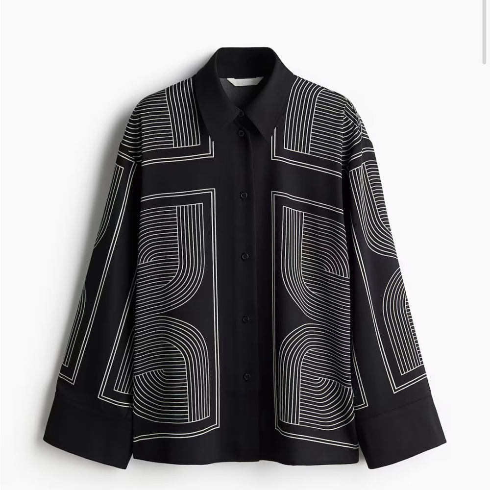 H&M Black Printed Pattern Blouse